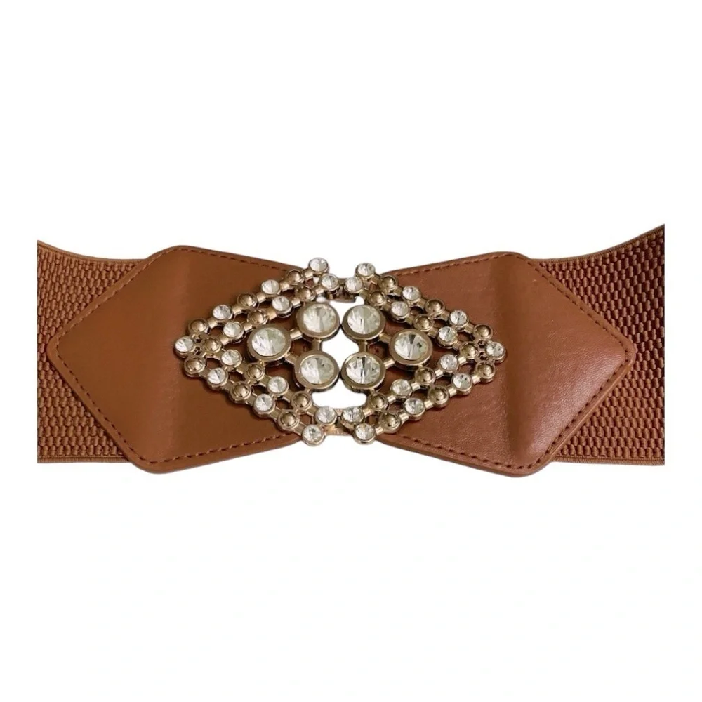 Women’s Belt Rhinestone Elastic Bow Waist Belts For Ladies NWOT
